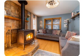 Smart TV, fireplace, video games, books