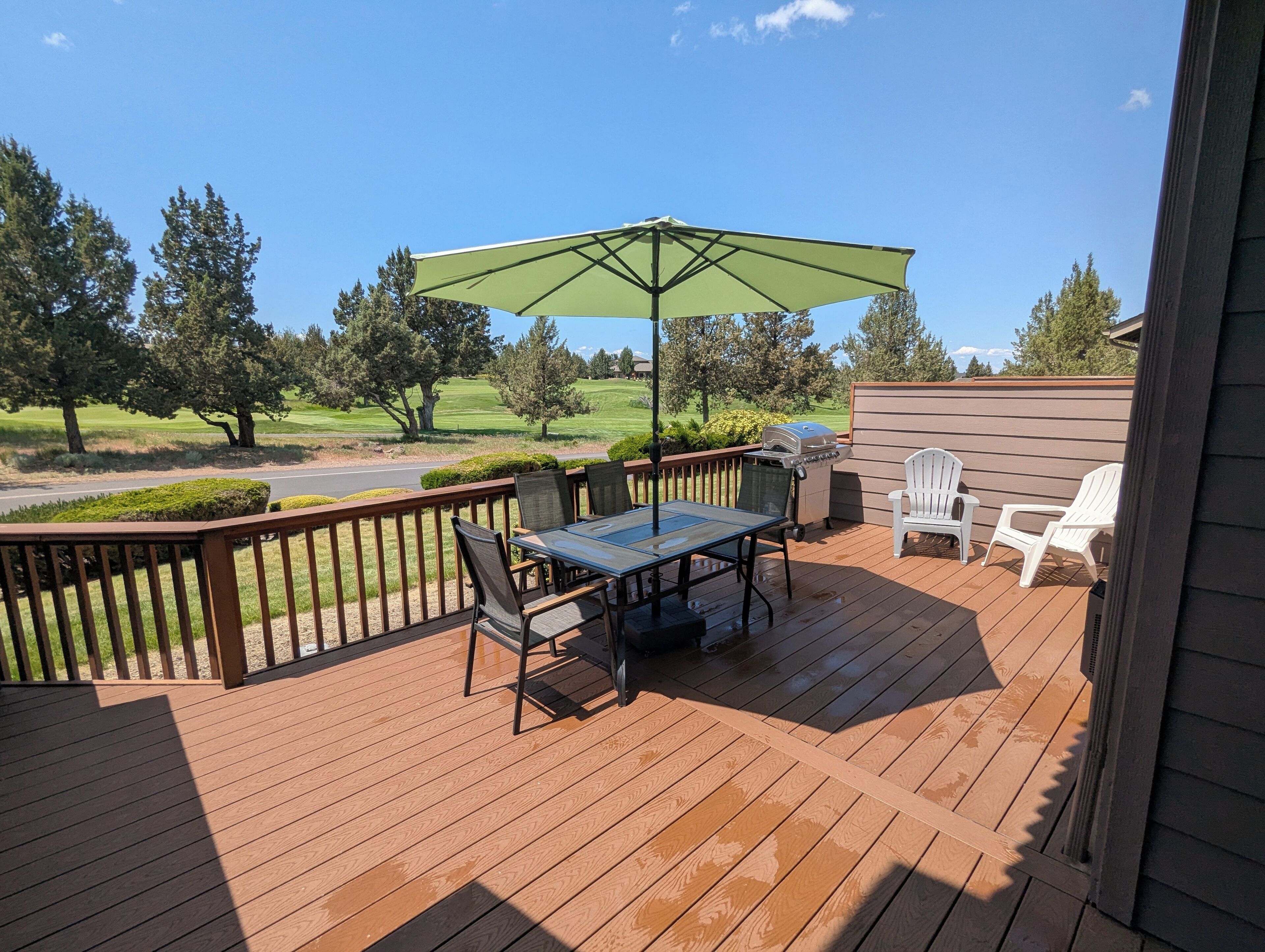 back deck with view of Eagle Crest "Ridge Course" 8th hole and fairway