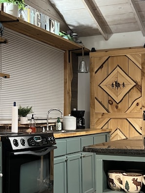 Fridge, microwave, oven, stovetop - Escape to Cranberry Lake, a quiet couples cottage. (Harrison)