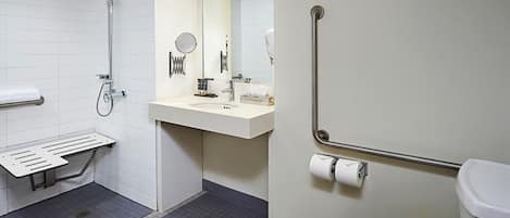 Basic Single Room, 1 King Bed, Accessible | Bathroom