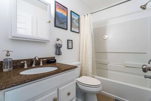 Shower, towels, toilet paper