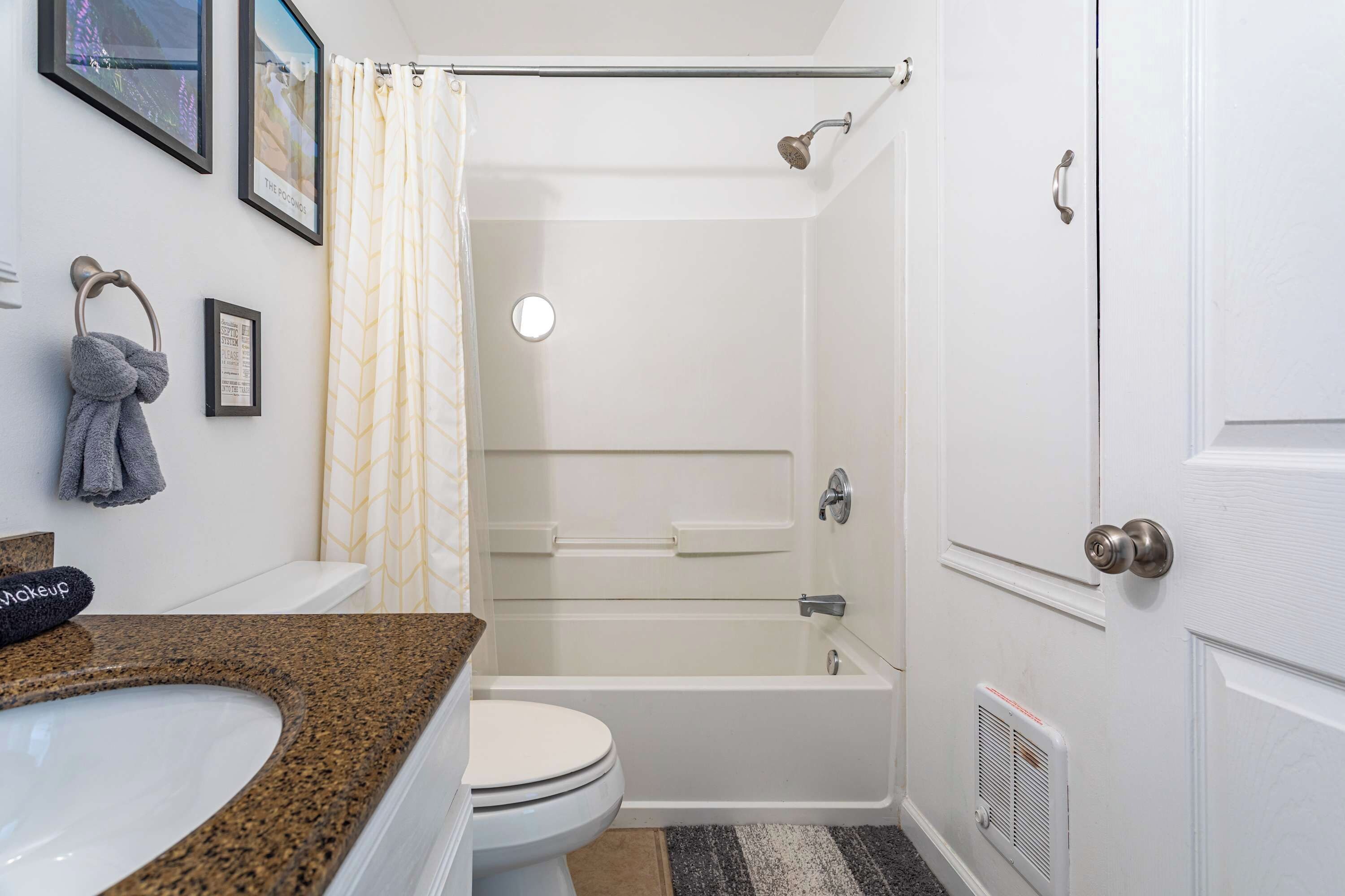 Shower, towels, toilet paper
