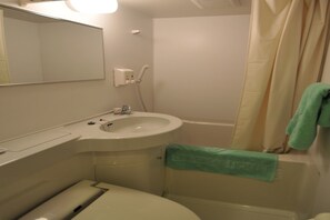 Un baño con lavamanos, espejo, inodoro y ducha.