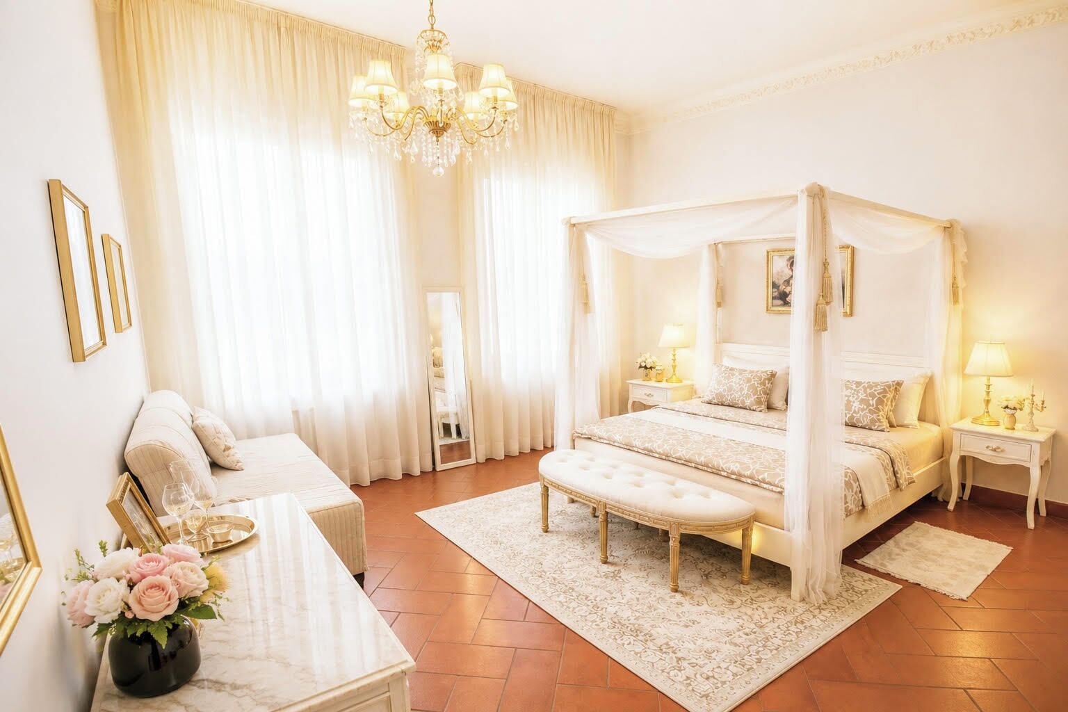 3 bedrooms, desk, iron/ironing board, travel crib