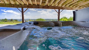 Outdoor spa tub - Vineyard with a View: Close to Wineries + Hot Tub! (Hammondsport)