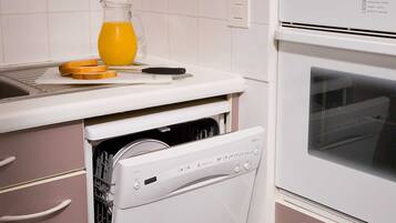 Fridge, microwave, dishwasher, toaster