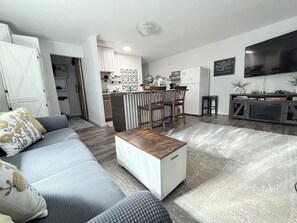 TV connectée, cheminée, jeux vidéo, chaîne hi-fi