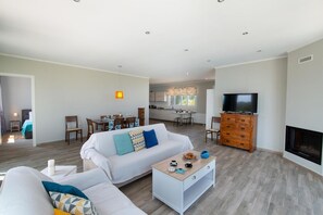 TV, fireplace