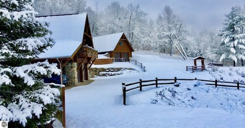Private Cabin with Lake Views Near Torch Lake, Fire Pit & Boat Parking