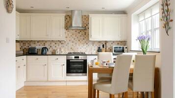 Fridge, microwave, oven, toaster