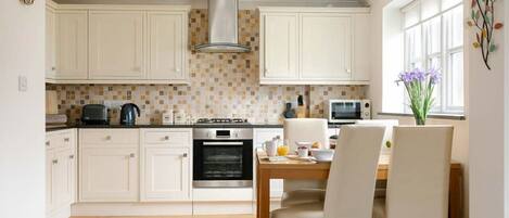 Fridge, microwave, oven, toaster