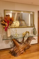 32-inch flat-screen TV with digital channels, TV, fireplace