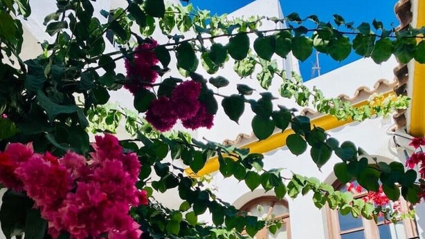 A white building with a balcony and a window with a metal grill. - Townhouse in the vibrant old town (Tarifa)