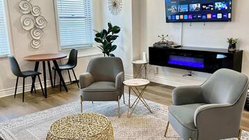 TV, fireplace, offices