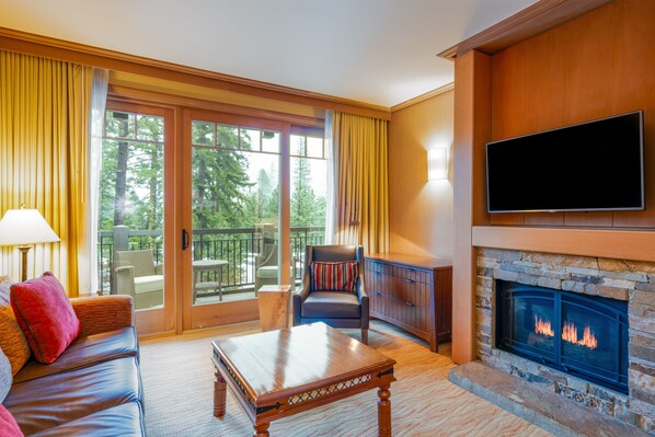 TV, fireplace, printers