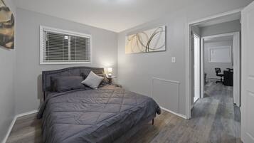 2 bedrooms, desk, iron/ironing board, travel cot