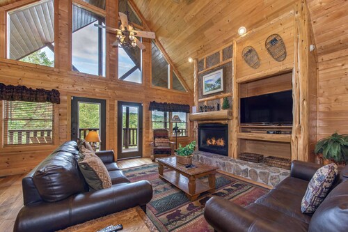 Cabin w/ Hot Tub, Theater & Views - Sleeps 22