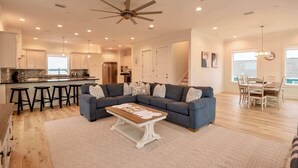House, Multiple Beds, Pool Access, Partial Ocean View (Beach Haven) | Living area | 50-inch flat-screen TV with digital channels - 8 Bed 9 Bath Private Pool Grill Walk to Beach (Gulf Shores)