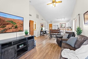 Condo, 1 Queen Bed with Sofa bed, Balcony, Mountain View (Hikers Hideaway) | Living area | 50-inch flat-screen TV with digital channels - Hikers Hideaway Cozy Resort Condo w/ Pool & More (St. George)