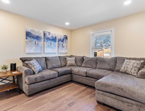 House, Multiple Beds, Fireplace, Garden View | Living area | 42-inch flat-screen TV with digital channels, TV, fireplace