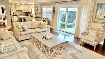 House, Multiple Beds, Patio, Beach View | Living area | 60-inch flat-screen TV with digital channels, TV