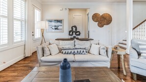House, Multiple Beds, Pool Access | Living area | TV, fireplace - Urban Oasis (Nashville)