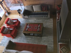 Cheminée, jeux vidéo, lecteur de DVD, médiathèque