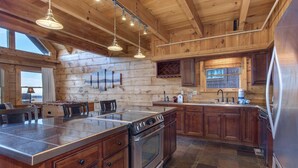 Cabin, Multiple Beds, Pool Access, Mountain View (Little Cub Retreat) | Private kitchen | Coffee/tea maker, fridge, microwave, oven - Little Cub Retreat - Private Hot Tub & Indoor Pool (Gatlinburg)