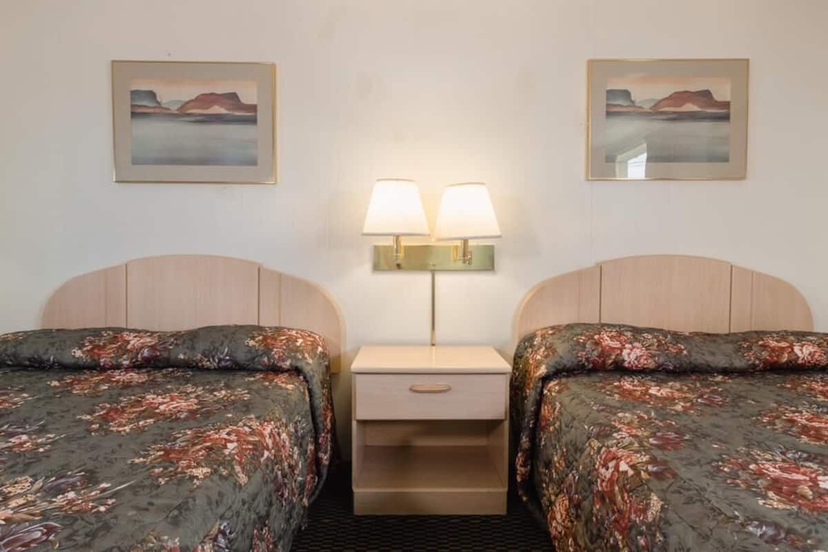 Room, 2 Double Beds, Non Smoking | In-room safe, laptop workspace, blackout drapes, iron/ironing board