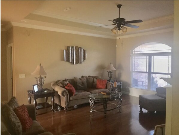 TV, fireplace, offices, computer monitors