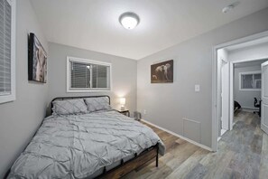 1 bedroom, iron/ironing board, travel crib, WiFi