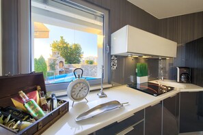 Fridge, microwave, oven, stovetop - Villa Miracle 2 with heated pool (Kvarner - Krk) (Krk)