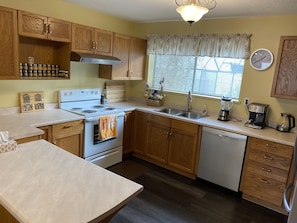 Fridge, oven, stovetop, dishwasher