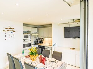 Microwave, oven, dishwasher, high chair