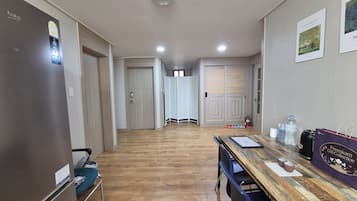 30-inch LED TV with cable channels, heated floors