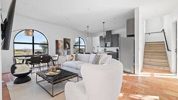TV, fireplace, offices