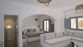 Premium bedding, laptop workspace, blackout curtains, soundproofing