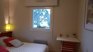 1 bedroom, desk, iron/ironing board