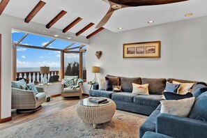 Smart TV, fireplace, DVD player, books