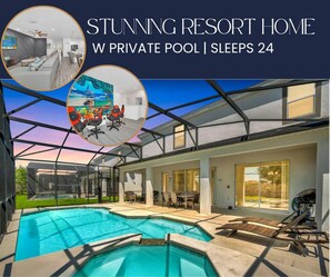 A heated pool - Luxury Villa: Pool, Home Cinema, BBQ & Near Disney Parks (Kissimmee)