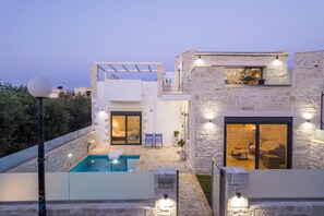 Front of property – evening/night - Villa Megalith (Chania)