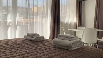 Desk, free WiFi, bed sheets