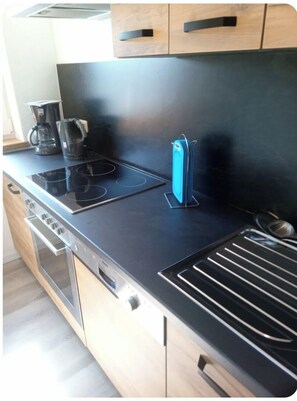 Kjøleskap, mikrobølgeovn, kokeplater og oppvaskmaskin