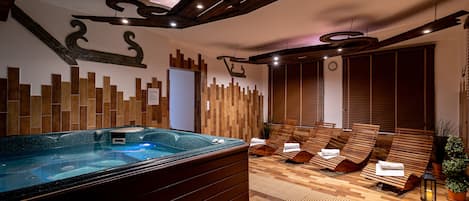 Sauna, hot tub, steam room, massages