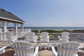 Terrace/patio - Crew Quarters -- 16BR Oceanfront with Elevator, Pool and More! (Corolla)
