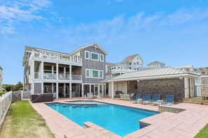 A heated pool - Knot Home -- 16BR OF in Corolla with Pool, Elevator, Theater, Game Room and More! (Corolla)