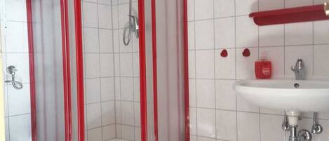 Ducha, toallas, jabón, papel higiénico