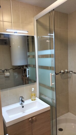 Hair dryer, soap, toilet paper