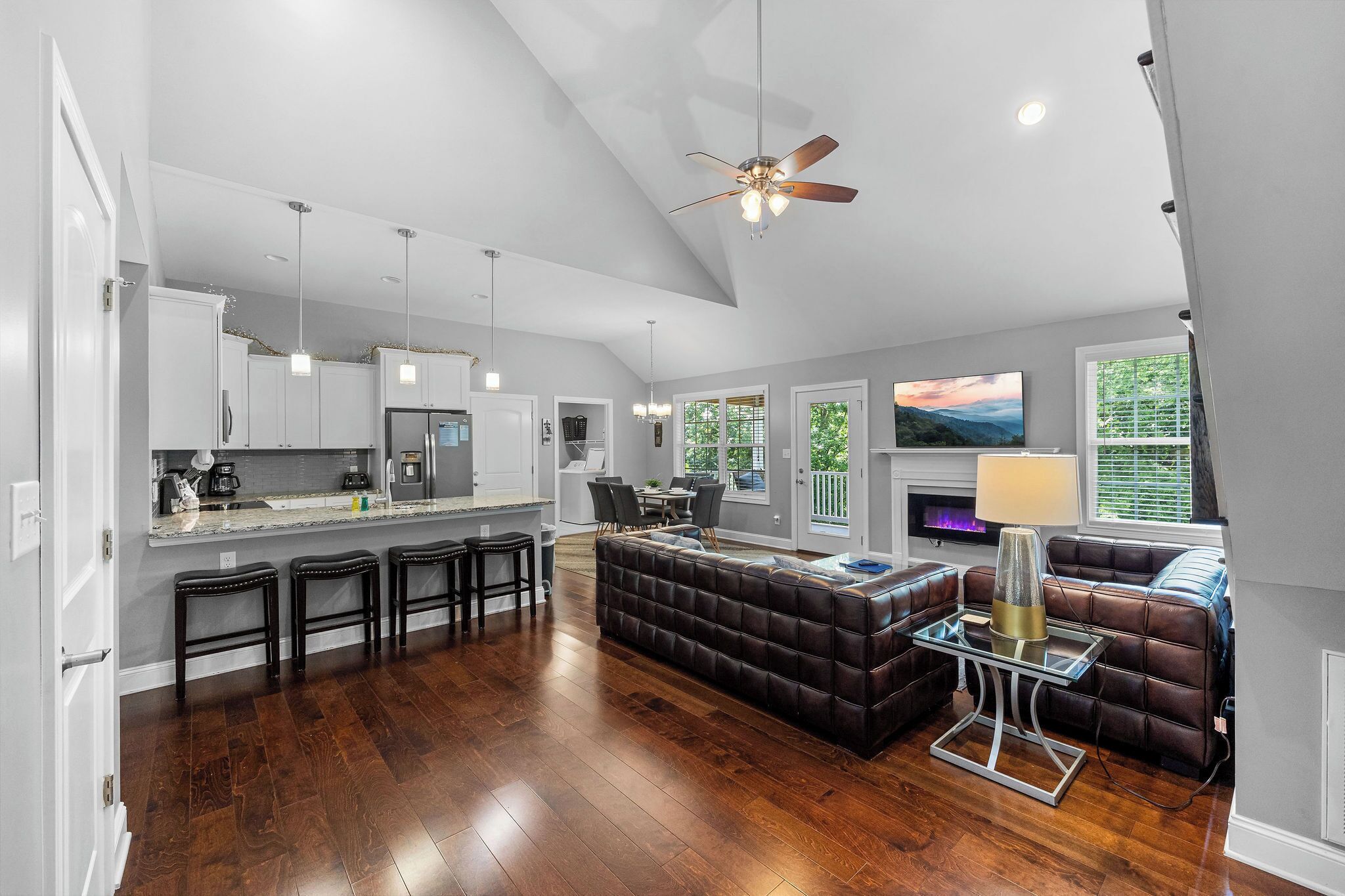 Smart TV, fireplace, video games