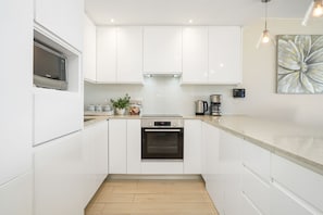Fridge, microwave, oven, dishwasher